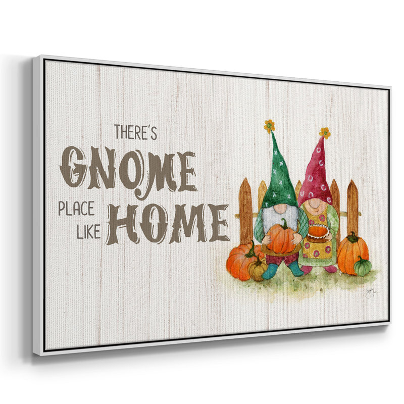 «Gnome Place Like Home», toile tendue avec châssis, H 17 po x l 25 po x P 1,5 po, Toile encadrée flottée blanche