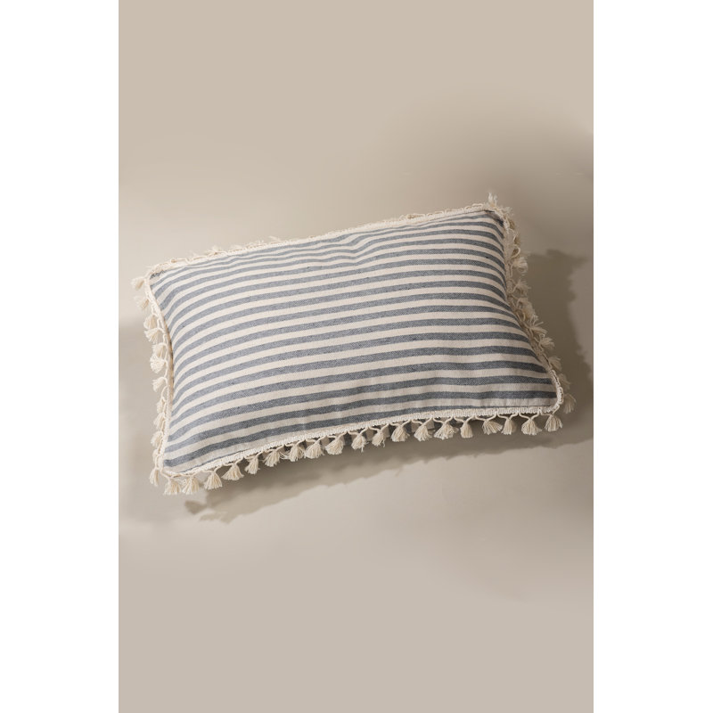 Royale Striped White Rectangular Cushion Cover, Cream/Grey