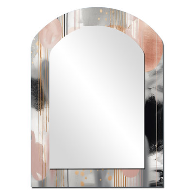 Rose à rayures et lignes Modern Art II - miroir mural moderne rose