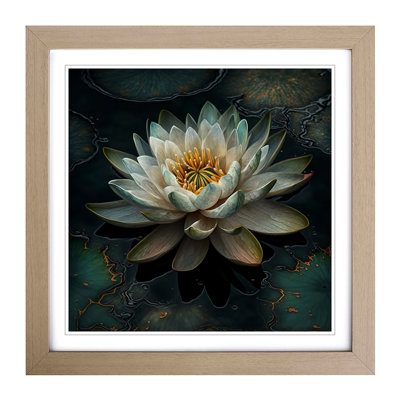 Water Lily Flower Boho - Framed Print