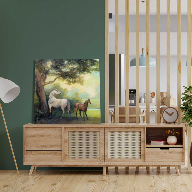 «Near the pasture» - Peinture, L 18 po x H 18 po, Toile tendue