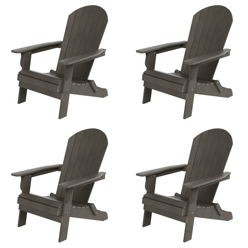 Arrlo Foldable Outdoor Adirondack Set, Charcoal Gray