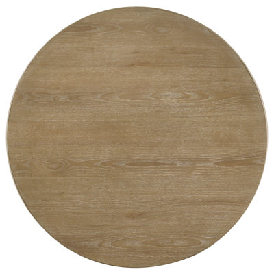 Osahon 36-Inch Round Ash Veneer Coffee Table with Reeded Base, Distressed Light Brown