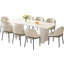 Ensemble de table de salle à manger 78,97 "moderne blanc crème rectangulaire avec 8 chaises pour la cuisine, le bar et le salon-1585029574-1585430288