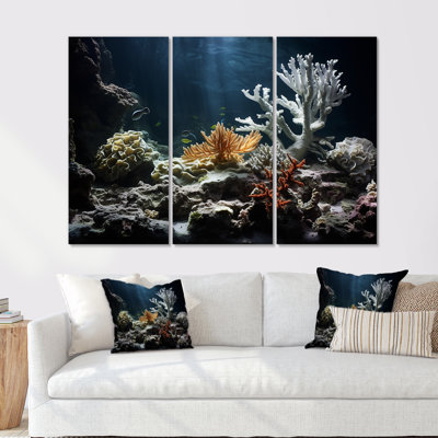 «Deep Light On», ensemble d'art mural corail sous l'eau