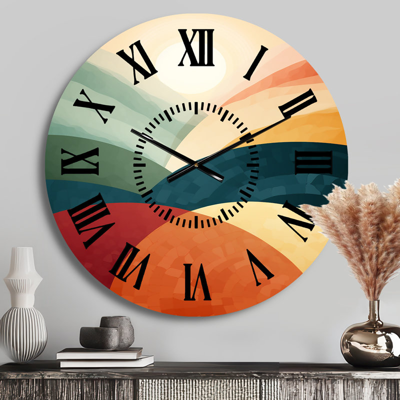 Horloge murale rétro, rétro, minimalisme, minimalisme, bleu, rouge et moderne, Médium
