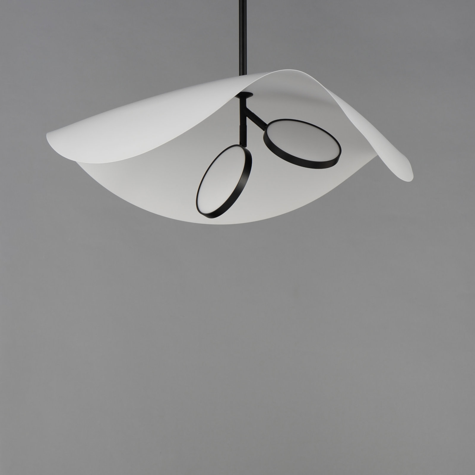 Hinton 2 Light Metal LED Pendant, White/Black