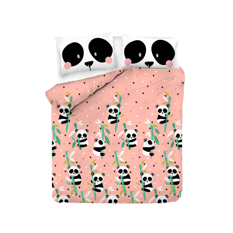 Ensemble de housse de couette 100% coton Winridge rose / vert / noir / blanc