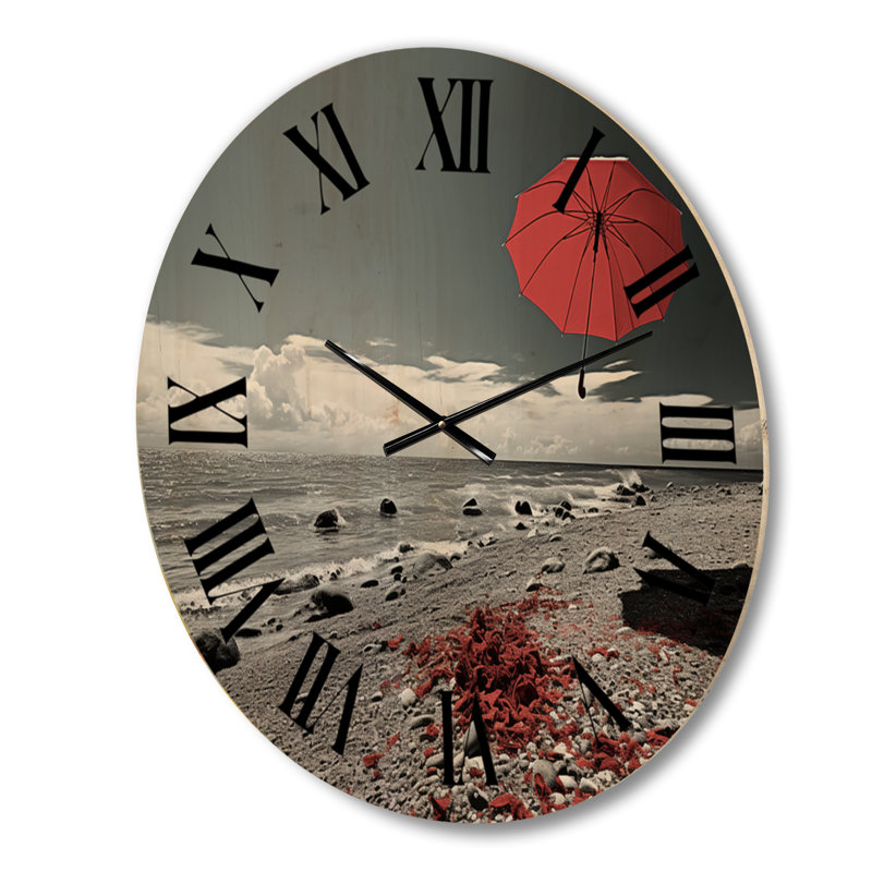 Horloge murale en bois massif Opelika, Grand