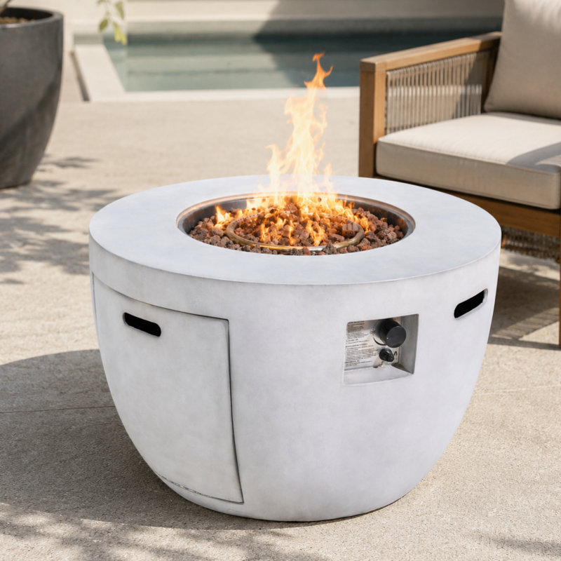 23.8'' H x 36'' W Terrafab Propane Outdoor Fire Pit Table, Gray