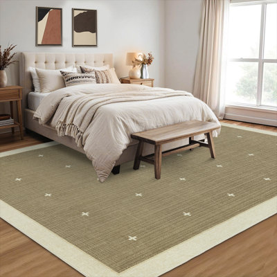Contemporary Farmhouse Washable Area Rug with TPR Backing
