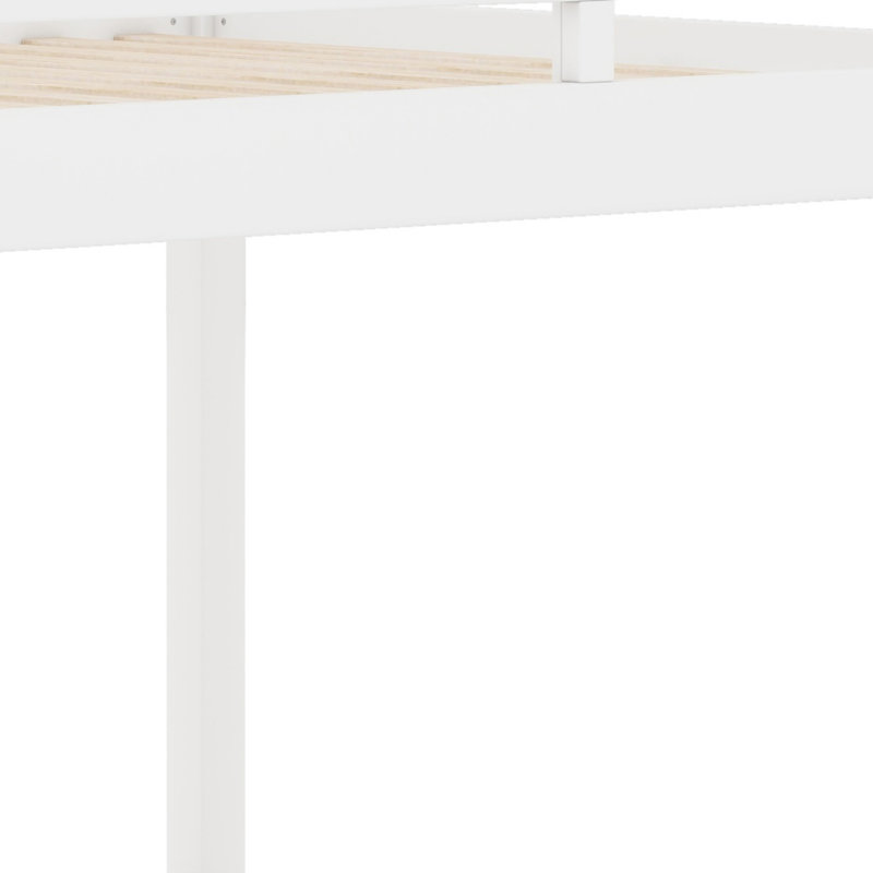 Lit superposé en bois robuste avec échelle, Blanc