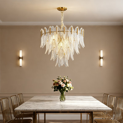 Modern 9 - Light Dimmable Tiered Chandelier With Gold Finsh