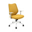 Chaise de bureau Mowbray à dossier bas en filet jaune moutarde avec structure blanche-1705561574