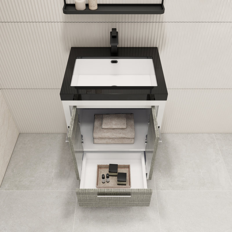 Aneko 24" Single Bathroom Vanity Set, High Gloss Ash Gray