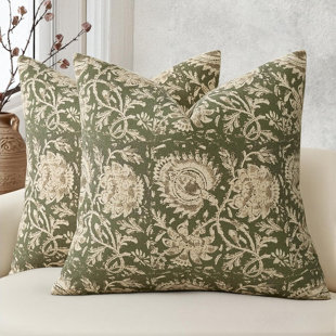 Vintage Floral Farmhouse Throw Pillow Covers 18x18 - Set of 2