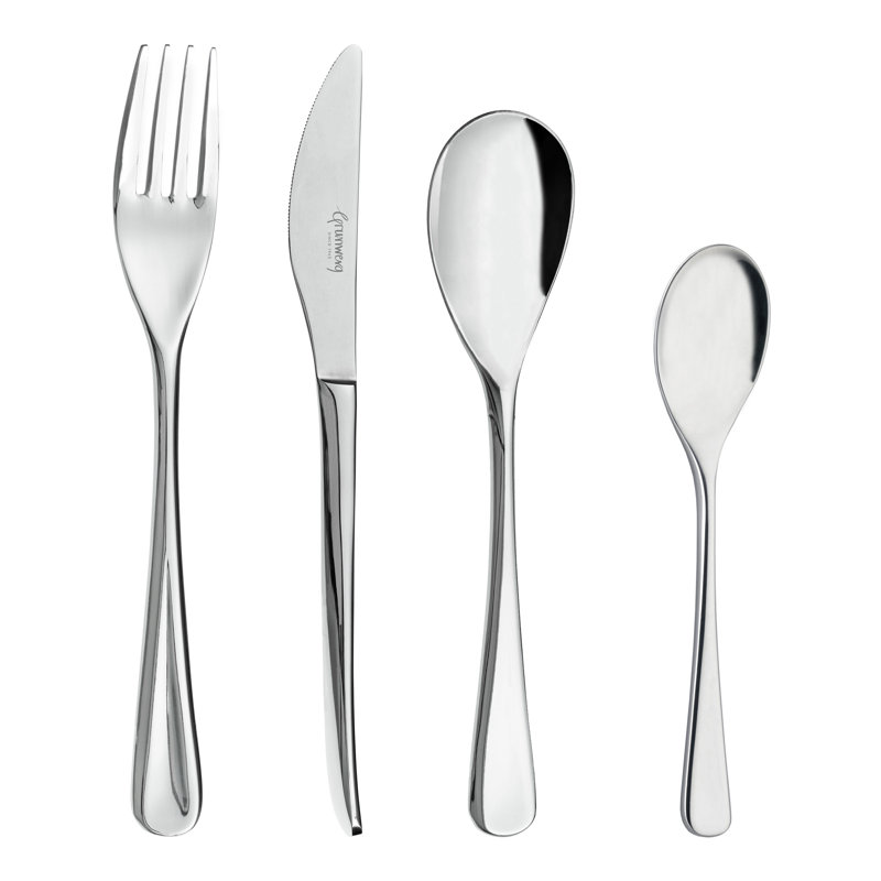 Grunwerg Fiesta 24 Piece Cutlery Set for 6 People, 18/10 Stainless Steel