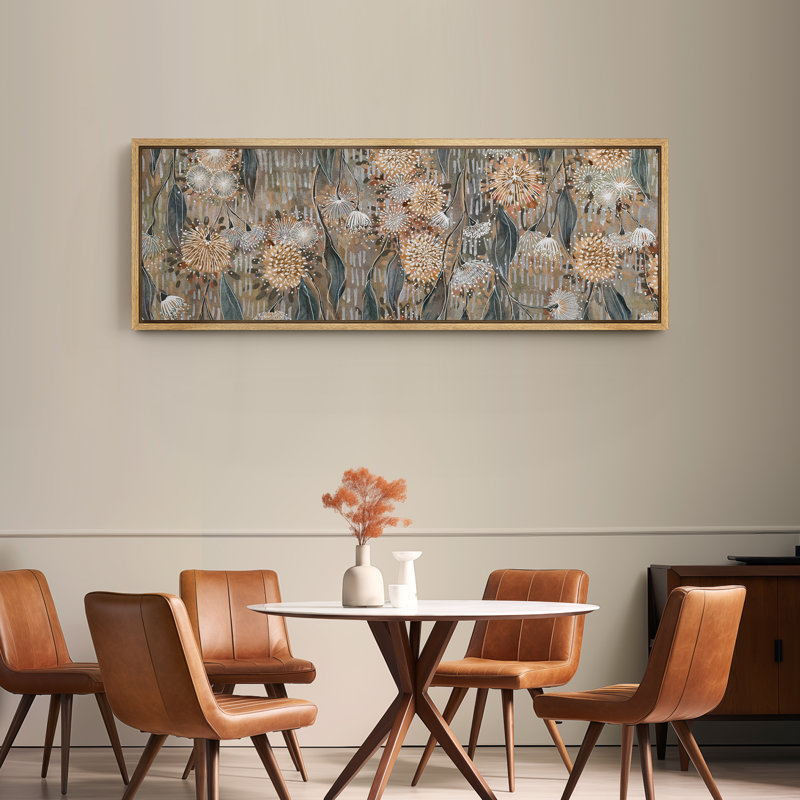 «Abstract Plant Botanical Modern Rustic», impression sur toile encadrée surdimensionnée, H 20 po x l 60 po, Naturel
