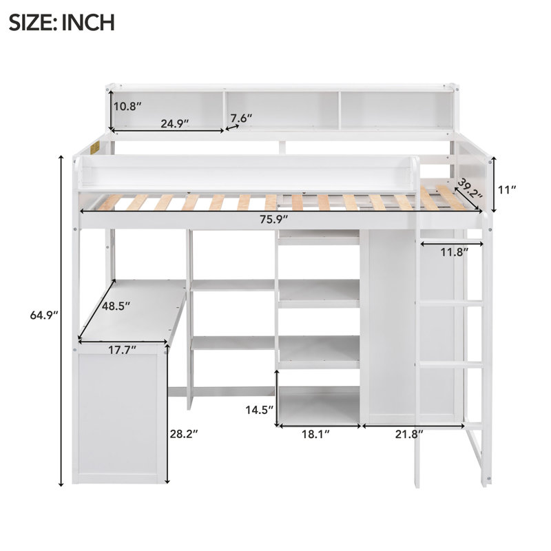 Jacqua Kids Loft Bed, White