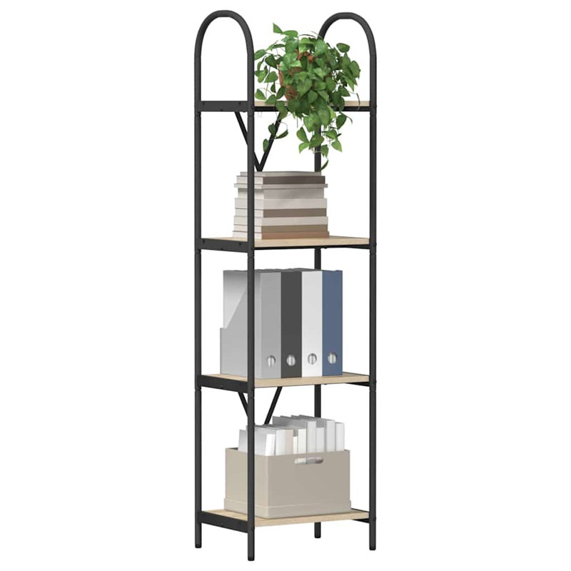  Bookshelf Engineered Wood, (4 Shelves) 146cm. H x 60cm. W x 30cm. D, Sonoma Oak