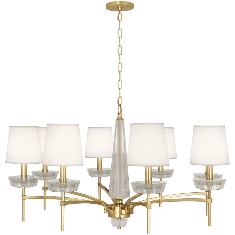 Cristallo 8 - Light Chandelier, Modern Brass, Off White