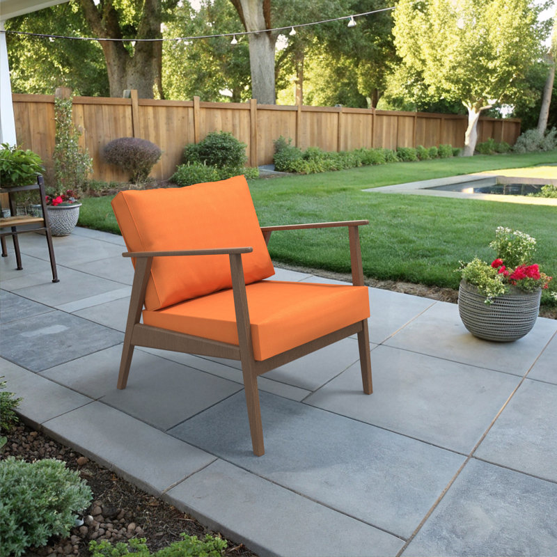 Sunbrella Outdoor Cushion, Seat/Back Replacement Cushion for Outdoor Furniture Arm Chair, Tangerine, 63.5cm W x 63.5cm D