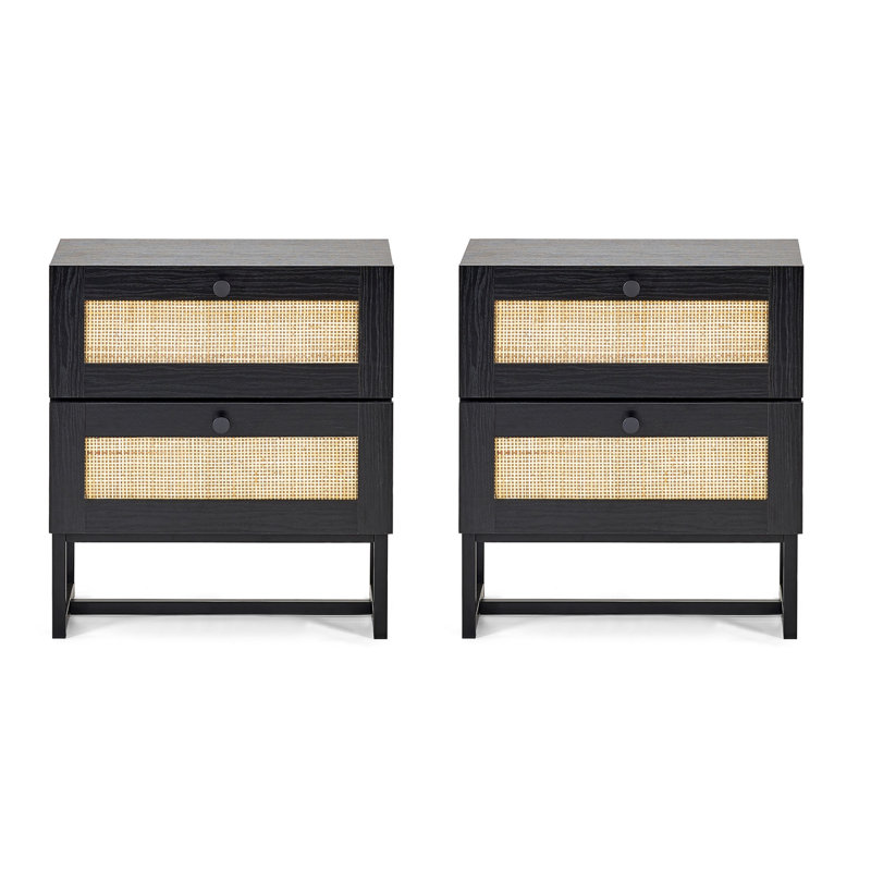 Gennaro 50cm W Manufactured Wood Bedside Table, Black