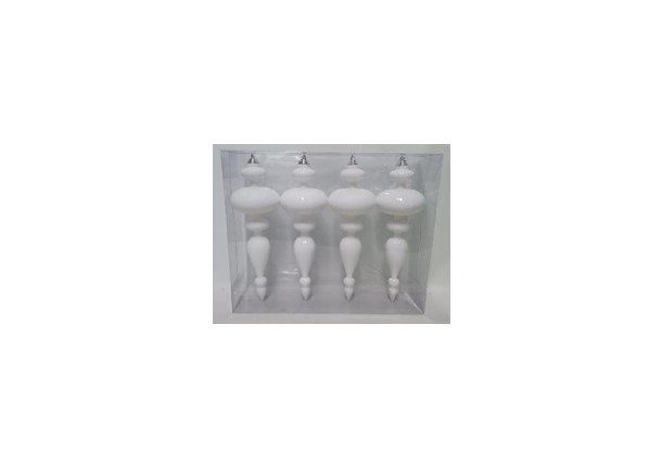 Commercial Size Shatterproof Finial Christmas Ornaments - 14" - Set Of 4, White