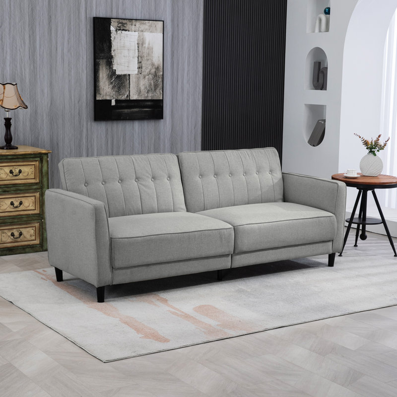 Canapé à accoudoirs carrés de 83,5 po, NA, 100% polyester gris