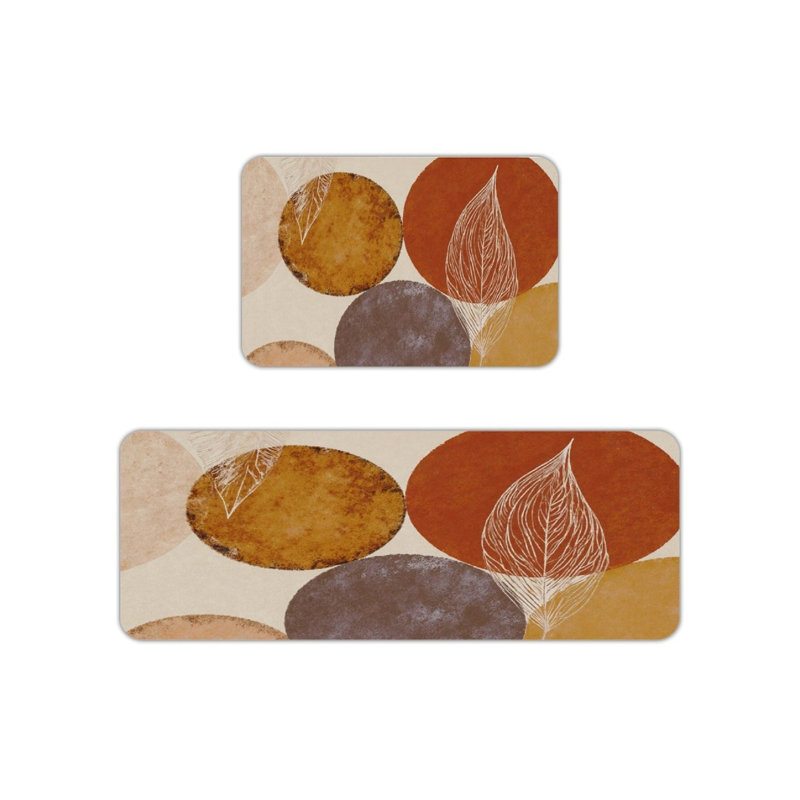 Tapis de cuisine en terre cuite abstraite, ensemble de 2 tapis boho pour la cuisine et le salon