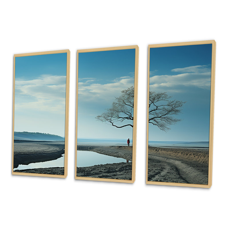 Minimalisme, campagne, ensemble d'art sur toile, Cadre naturel flottant, 32" H x 48" W x 1" D