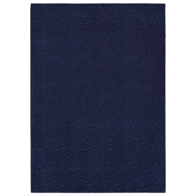 Tapis bleu marine en polypropylène touffeté à la machine Edith