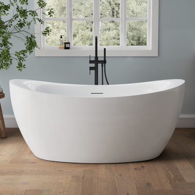 Tidal 31.69 " W Freestanding Soaking Acrylic Bathtub