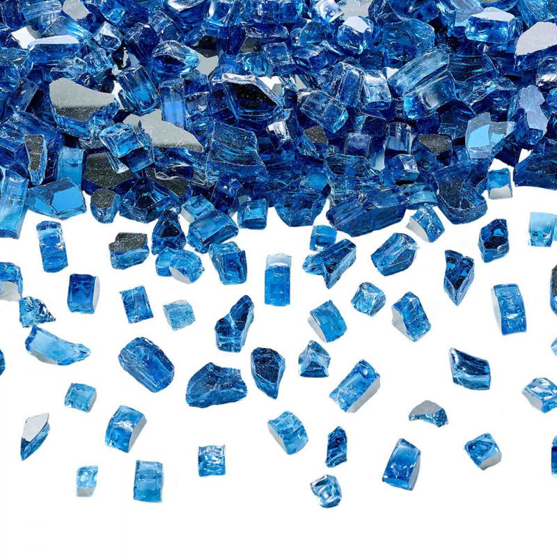 Roches de foyer en verre 10 po pour foyer d'extérieur 10 lb, Bleu pacifique, H 3,82 po x l 11,02 po x P 9,06 po