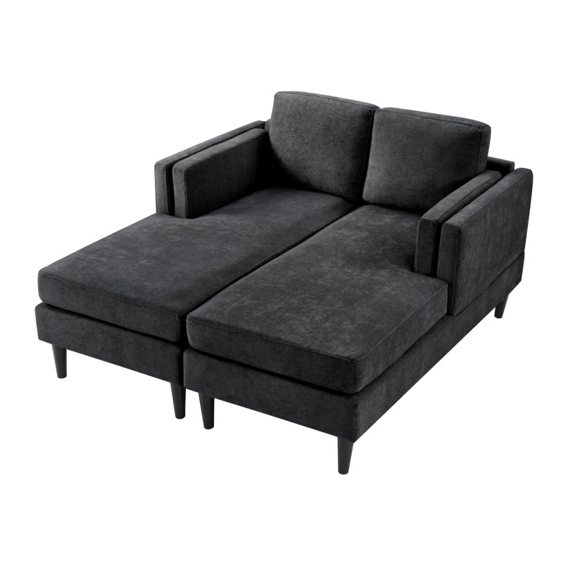 Méridienne moderne avec méridienne et canapé-lit 53,5 po, Noir