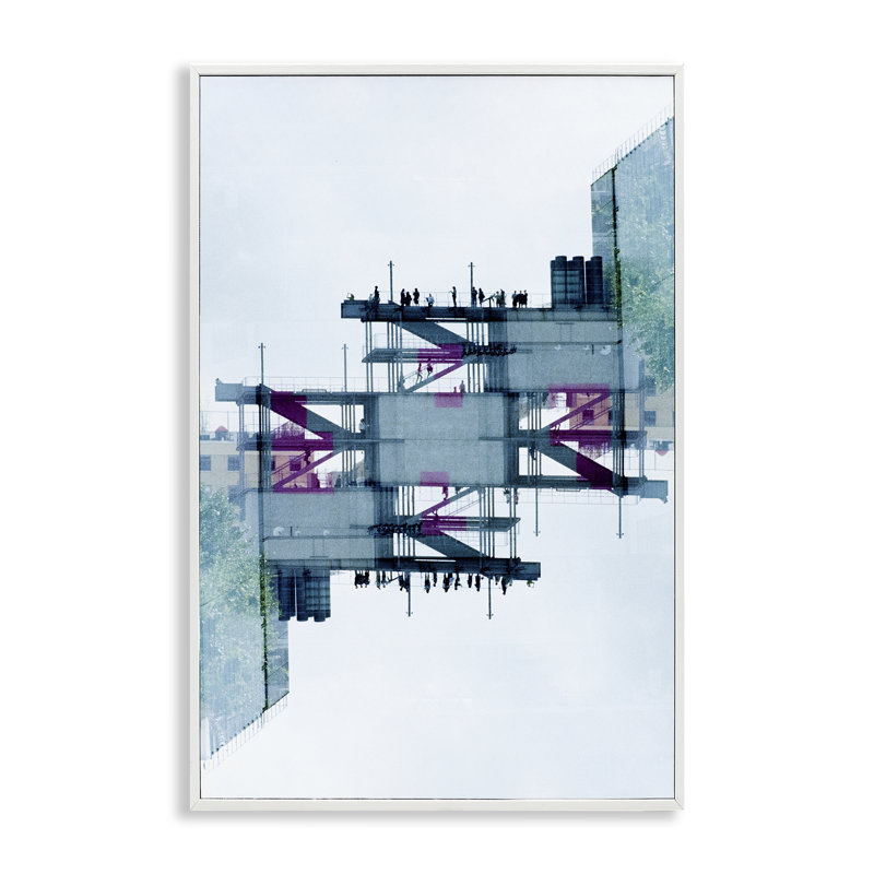 Estampe numérique symétrique encadrée par Robin Vandenabeele, 30" H x 20" W, Estampe numérique encadrée blanc bord de mer