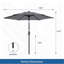 Parasol avec manivelle et inclinaison (sans base)-1572895045