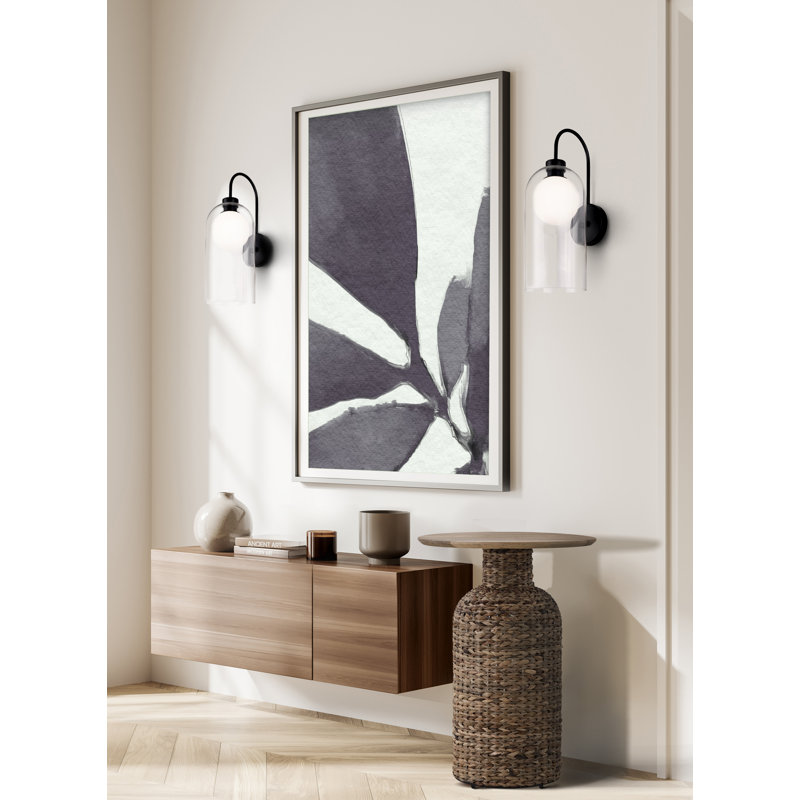 Rihanna 7 In. 1 Light Black Sconce With Clear And Flat Opal Glass Shade
