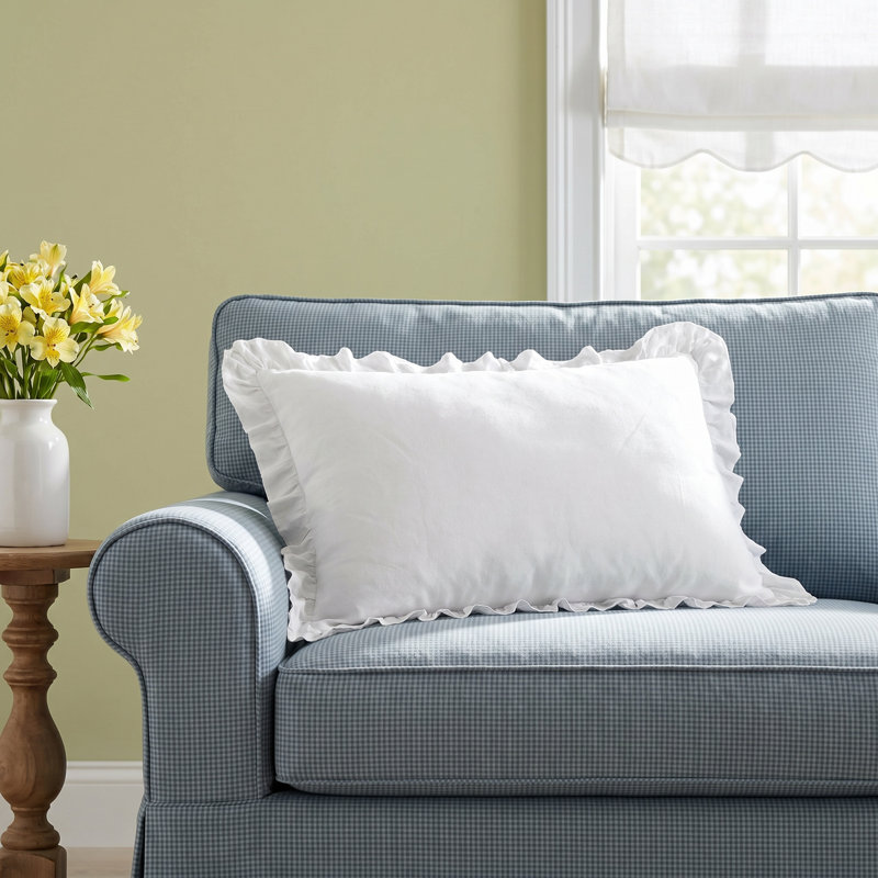 Charlie Linen Lumbar Pillow Cover & Insert, White