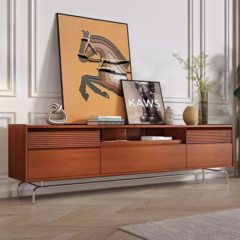 Meuble télé en bois de noyer rétro, H 23,62 po x L 70,87 po x l 15,75 po
