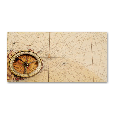 Compass On The Map - No Frame Print on Canvas