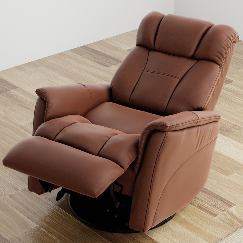 Fauteuil inclinable et oscillant oscillant en cuir Oslo avec repose-tête et repose-pieds manuel Oslo, Brun