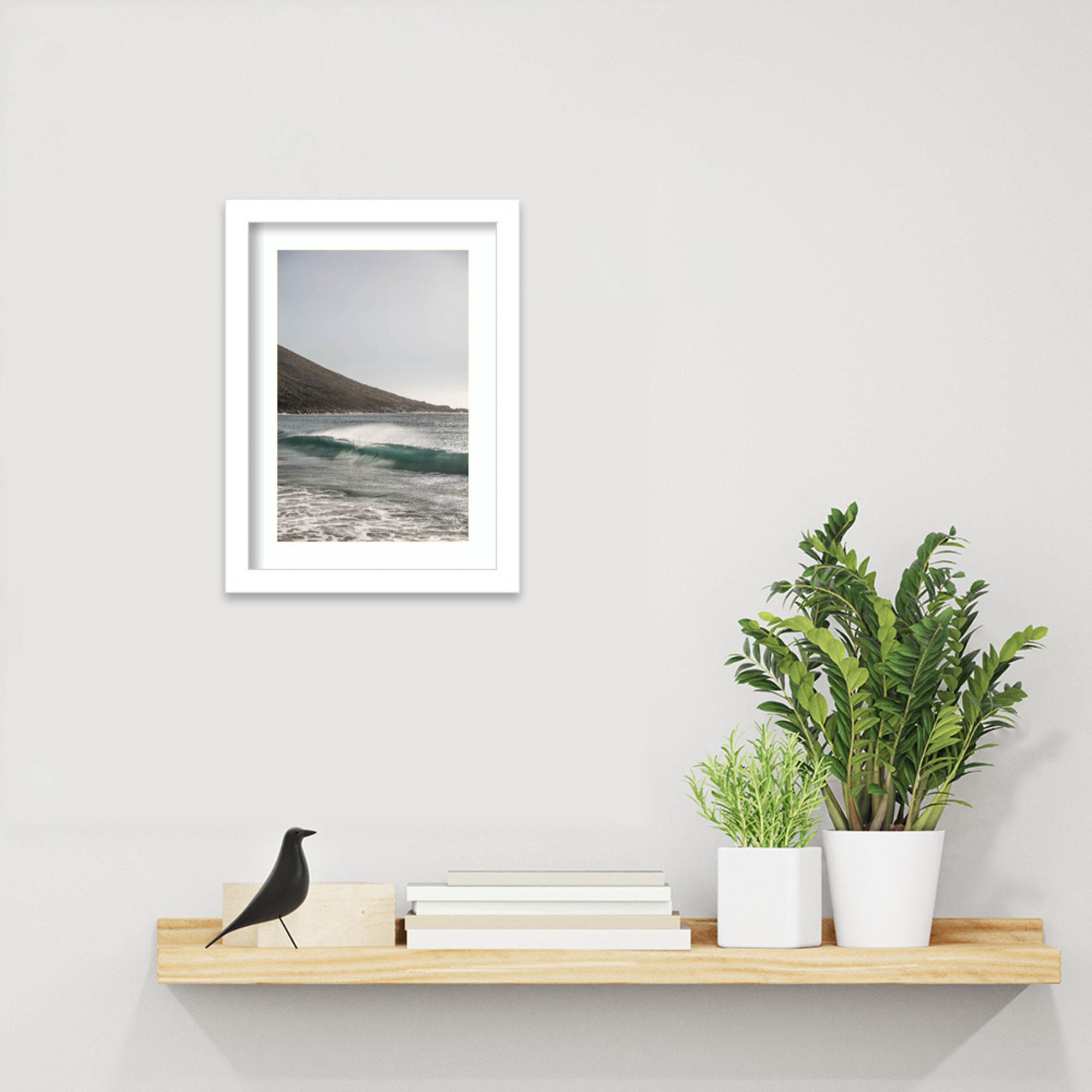 Sandy Bay Beach by Shot by Clint Wood Framed Wall Art Print, White , 13" H x 10" W