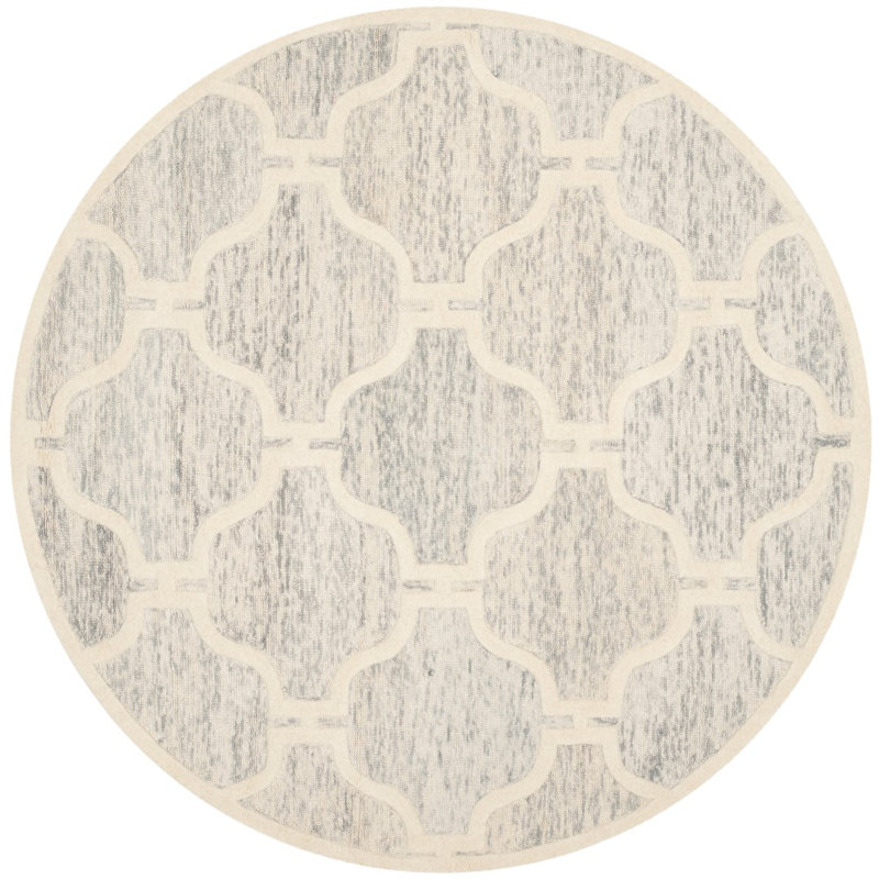 Cannen Hand Tufted Wool Geometric Rug, Round 6'