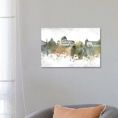 Rome Skyline by WallDecorAddict - Wrapped Canvas Print