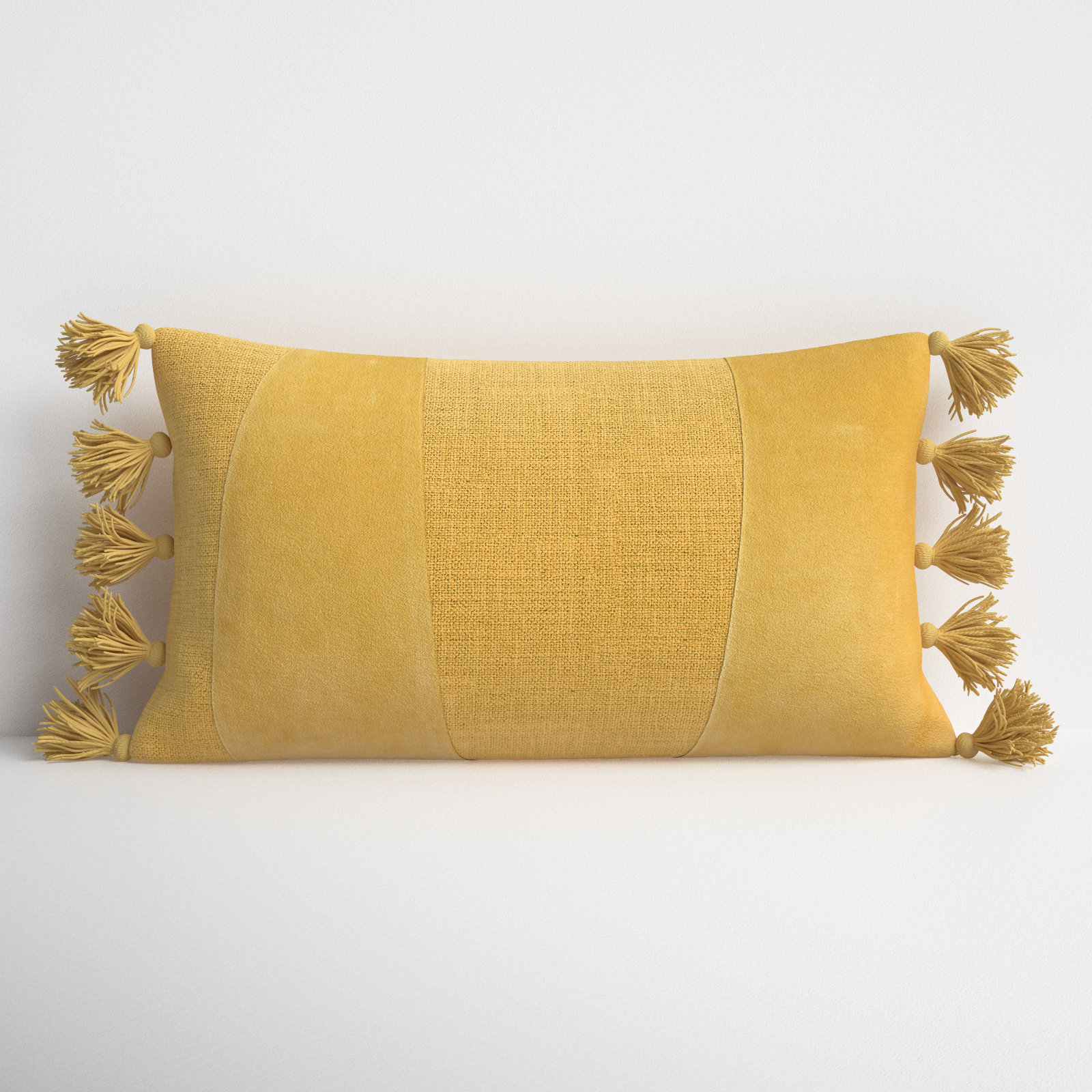 Legaspi Tassels Lumbar Throw Pillow, Yellow