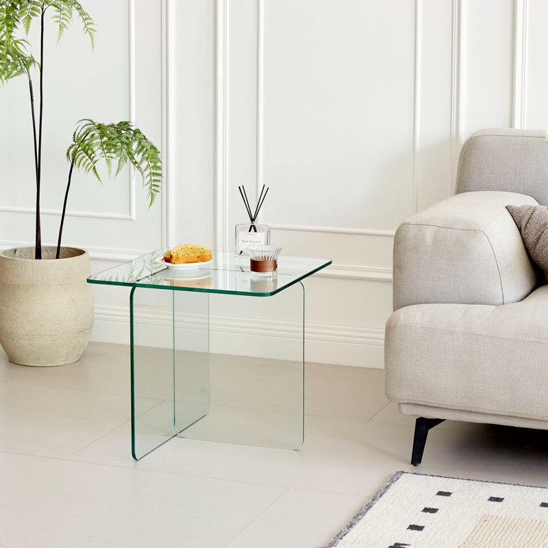 Table de bout en verre trempé transparent