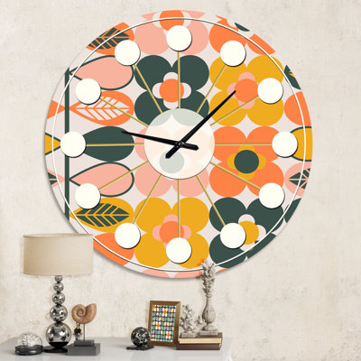 Horloge murale Botanical Retro Design I - Mid-Century