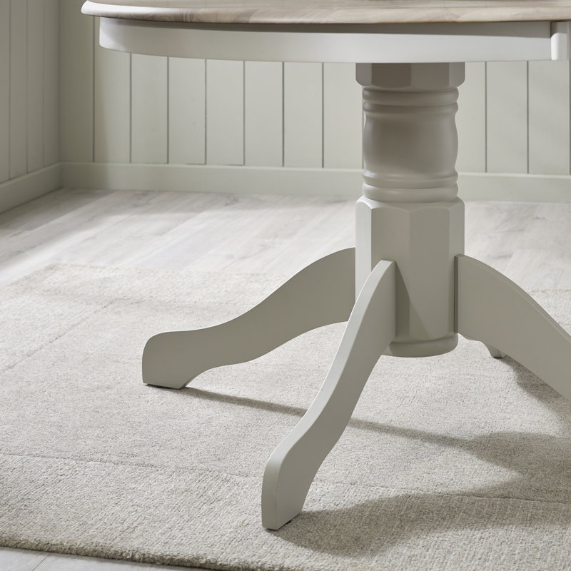 Tamala Round Solid Wood Dining Table, White/Grey