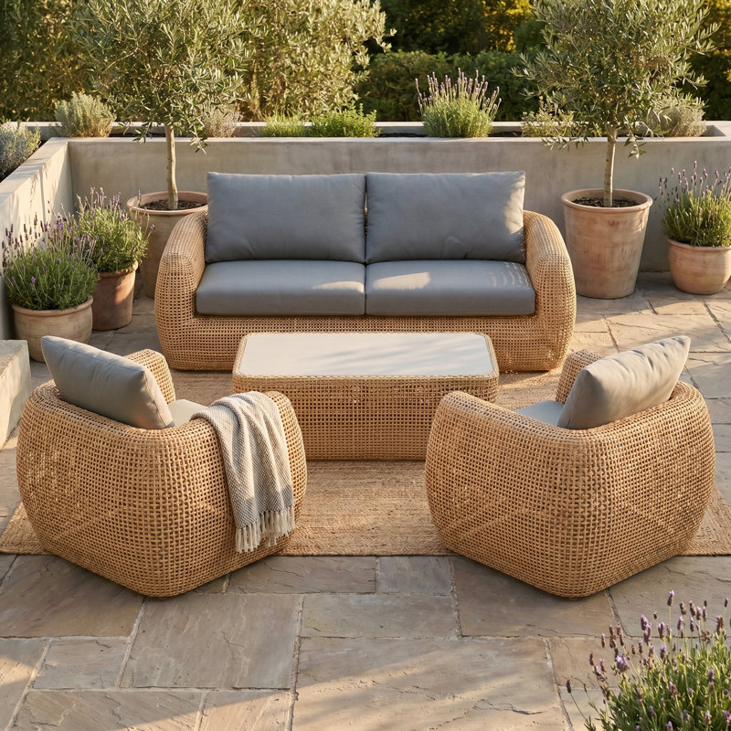Sydney 4-Piece Sunbrella® Outdoor Patio Seating Set - Canvas Charcoal, Canvas Charcoal